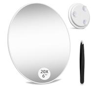 saiggnyy Large 6" 20x Magnifying Mirror with Tweezers, Travel Magnified Makeup Mirror with Suction Cups, 20x Magnification