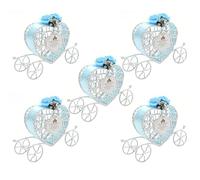 Saihisday 5Pcs Mini Pumpkin Carriage Heart Candy Holders, 12cm/4.72in Decorative Metal Treat Boxes, Ideal for Weddings Birthdays and Holiday Celebrations (Blue)