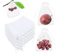 SAIIURV 100 Pcs Fruit Protection Mesh Drawstring Bags, 10x15cm Reusable Garden Netting Covers to Protect Plants Pest Bird Insect Barrier Bags Small Organza Gift Jewelry Pouche for Fruit Tree Vegetable