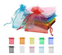 SAIIURV 150 Pcs Colorful Transparent Organza Gift Bags, 7x9 CM Small Organza Favor Bags, Transparent Drawstring Bags, Clear Mesh Pouches for Wedding, Christmas, Birthday, Anniversary (Multicolor)