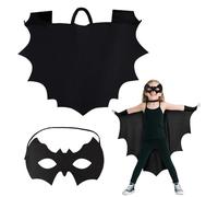 SAIIURV 2 Pcs Kids Vampire Bat Wings, Vampire Wings Witch Cape, Eye Mask, Halloween Child Fancy Dress, Bat Cape Costume Accessory for Scary Fancy Dress Outfit for Boys and Girl, One Size (Black)