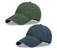 SAIIURV 2 Pcs Men Women Washed Cotton Low Profile Distressed Vintage Baseball Cap, Mens Baseball Cap for Mens Birthday Presents, Adjustable Dad Hat, Sports Caps for Outdoor Golf Tennis (Blue, Green)
