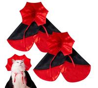 SAIIURV 2 Pcs Pet Cape for Small Dogs and Cats, Funny Halloween Cat Vampire Cape, Adjustable Strap, Wizard Cat Clothes Cloak with Neck Armor, Ideal for Halloween, Parties, and Cosplay, M (Red, Black)