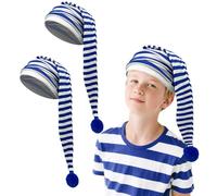 SAIIURV 2 Pieces Good Night Cap Dwarf´s hat Dwarf Blue Dwarf Gnome Hat Fairy Tale Elves Pixy Costume Carnival Elf Hat, Perfect for Parties and Role Play (Blue)