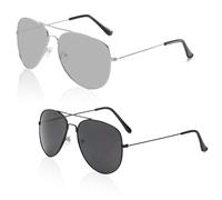 SAIIURV 2 Pieces Kids Aviators Police Costume Sunglasses, Metal Frame Pilot Glasses for Boys Girls, UV Protection Retro 80s Shades Aviators Accessories for Cosplay Party Festival Fancy Dress