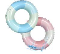 SAIIURV 2 Pieces Kids Inflatable Swimming Ring, Inflatable Pool Floating Toy, Diameter 52 cm Swimming Hoop For Summer Beach Party, Rubber Ring For Kids 1-2 Years Old (Blue and Pink)