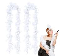 SAIIURV 2 Pieces White Feather Boa Turkey Boa Feathers 2m Feather Boa white Feather Turkey for Party Bulk Dancing Christmas Wedding Centerpieces 1920s Flapper Accessories (White)