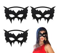 SAIIURV 3 Pcs Halloween Bat Eye Mask Masquerade, Batgirl Batboy Costume Mask Black Eye Mask, Gothic Vampire Bat Accessories for Halloween, Festival, Carnival, Fancy Costume, Cosplay Party (Black)
