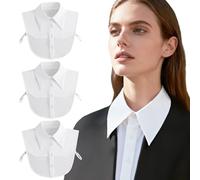 SAIIURV 3 Pieces Fake Collar Detachable Half Shirt Women Half Shirt Women's Fake Collar Detachable Blouse False Blouse Top(White)