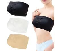 SAIIURV 3 Pieces Women's Strapless Bandeau Bra, Seamless Bralettes, Bras for Women Non Wired, Ladies Bralette Bandeau Top, Strapless Top (UK, Age, One Size, Regular, 3 Color)