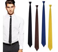 SAIIURV 4 Pack Slim Fit Necktie Clip-on Slim Ties for Men 5cm Men's Solid Narrow Tie Classic Formal Skinny Neckties Uniform Neck Tie Button Ties Suit Accessories for Business Wedding Party
