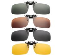 SAIIURV 4 Pcs Clip-on Sunglasses for Prescription Glasses, Polarized Flip up Sunglasses, UV400 Protection, Easy to Put on and Take off One-handed, for Men Women Driving/Fishing Anti Glare (Multicolor)