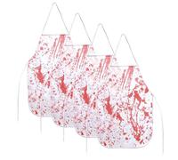 SAIIURV 4 Pcs Halloween Blood Splatter Butcher Aprons, Horror Bloody Apron, Butcher Costume Blood Splattered Bloody Kitchen Aprons, Scary Bloody Accessory Perfect for Spooky Dress Up & Party (White)
