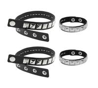 SAIIURV 4 Pcs Leather Black Studded Choker Whit Studded Wristband Punk Collar Neckband Goth Necklace Emo Punk Rock Accessories Halloween Costume Accessories for Halloween Carnival Party (4 Pcs)
