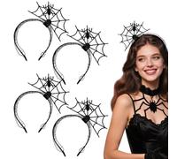 SAIIURV 4 Pieces Halloween Spider Headband for Women Man, Black Spider Web Head Boppers Headband, Devil Hair Accessories, for Fancy Dress and Cosplay Party Decor (Black)