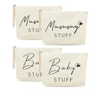 SAIIURV 4 Pieces Mum to Be Gifts, Baby Shower Gifts for New Mum, Canvas Cosmetic Bags with Zipper, Canvas Pouch Bags for Pregnant Women Mummy to Be New Born (4PCS)