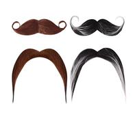SAIIURV 4PCS Fake Moustache, Adults Kids Costume Fake Moustache, Fake Beard Fancy Dress, Self Adhesive Detective Moustache, Stick On Mexican False Moustaches for Cowboy Costume Accessories (4PCS)