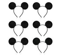 SAIIURV 6 Pack Black Mouse Ears Headband for Adults/Children, Mouse Costume Set, Cartoon Mouse Ears Birthday Party Accessories, Fancy Dress Costume Head Band Accessory Party Decoration Gift (Black)
