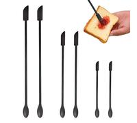 SAIIURV 6 Pcs Mini Silicone Spatula, Heat Resistant, Small Silicone Spatulas Suitable for Jam Jar Narrow Can Cosmetics and Thin Bottles, Long Handle Lotion Stirrer Get Last Drop from Bottles (Black)