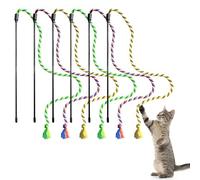 SAIIURV 6 Pieces Cat Feather Wand Toys, Wand Toy Set, Colorful Feather Kitten Cat Stick Toys for Indoor Cats Play Chase Exercis (6 pcs)