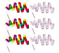 SAIIURV 6 Pieces Dance Ribbons Streamers Sticks, Girls 78 Inch Sparkling Rhythmic Gymnastics Long Ribbon Wand for Kids Adults Talent Shows Artistic Dancing Performance Training Party Favors (6PCS)