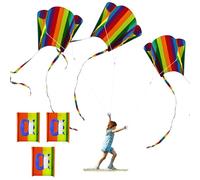 SAIIURV Children's Kites - Pack of 3 Easy to Fly for Beginners and Adults, Rainbow Children's Kite with Long Tails, Single Line Kite Flight Toy Outdoor Beach