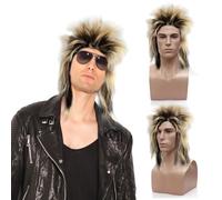 SAIIURV Rocker Mullet Wig Blonde 70s 80s Rockstar 80's Retro Disco Wig Rockstar Disco Party Headwear Fancy Dress Accessory