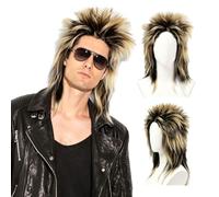 SAIIURV Rocker Wig Mullet Blonde Party Pop 70s 80s Rocking Disco Rockstar 80's Retro Hard Rock Hippy Star Headwear Fancy Dress Accessories(Blonde)