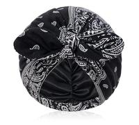 SAIIURV Satin Lined Beanies for Women Chemo Headwear Silky Lined Cotton Sleeping Cap Bow Headwear Silky Beanie Hair Care Night Sleeping Hat.(UK, Alpha, M, L, Black)