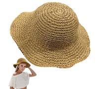 SAIIURV Women Straw Hat, Foldable Floppy Wide Brim Sun Cap, Sun Hats, Summer Outdoor Beach Hat UV Protection for Women Girls, Travel Decoration Vacation (UK, Alpha, M, L, Khaki)