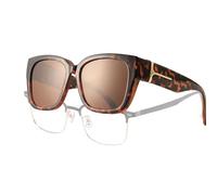 SAIIURV Womens Tortoise Shell Over-Glasses Square Sunglasses, Oversized Polarised Retro Sun Glasses UV Protection Large Frame Eyewear Ladies Rectangular Fashion Sunglasses for Party Beach Travelling