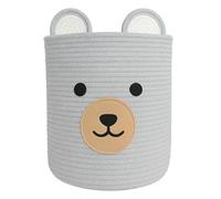 Saiiwnn Kids Laundry Basket, Bear Laundry Hamper, Grey, Foldable, Woven Blanket Basket with Handles