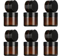 Saijer Amber Glass Jars, 12 PCS Empty Amber Glass Jar Cosmetic Jars Candle Jars Refillable Sample Bottle Cosmetic Container Storage with Lids Liners for Creams Lotions Essential Oils Powder 10ml 30ml