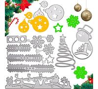 Saijer Cutting Dies Christmas Metal,5 Pcs Die Cuts Stencils Embossing Dies Carbon Steel Card Making Christmas Tree Snowman Elk for Christmas Scrapbooking Album Paper Cards Decoration DIY Craft Silver