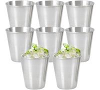 saijer Stainless Steel Cup, 8 Pieces 70ml Stainless Steel Shot Cups Mini Portable Shot Glasses Set Reusable Beer Tumbler Mug Stackable Drinking Cups for Camping,Hiking, Outdoor, Indoor Activities