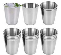 saijer Stainless Steel Shot Cups, 16 PCS Schnapps Cup Metal Shot Glasses Tumblers Mini Wine Drinking Glasses Travel Wine Cup Stackable Drinking Cups Portable Hip Flask for Outdoor Camping (30ML)