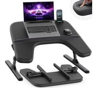 SAIJI Adjustable Height & Angle Laptop Lap Desk for Bed & Couch (Black) | Bed Desk with Soft Armrest for Adults, Ergo Curve Folding Bed Table for Working, Reading and Gaming, Laptop Desk for Bed