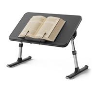 SAIJI Book Stand for Reading Hands Free with Page Paper Clips in Bed,Laptop Desk Table, Portable Lightweight Lap Desk Tray for Writing Eating Breakfast on Couch Sofa Floor (20.5"x11.8",Black)