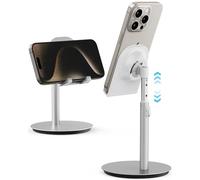 SAIJI Cell Phone Stand for Desk, iphone stand with Height Angle Adjustable, Mobile Phone Holder for All 4''-11''Screen iPhone, iPad, Samsung, Kindle, Switch in Office and Home (Silver)