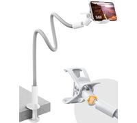 SAIJI Gooseneck Phone Holder, Flexible Lazy Arm holder for Bed with 360 Adjustable Clamp, [Upgraded leather exterior] Cell iPhone Stand For All 4.7-7.0" iPhone Samsung Kindle (38”, Grey)