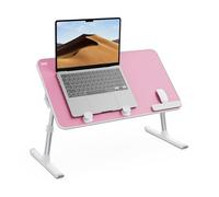 Desk, Table, SAIJI Folding Table, 5 Heights Adjustable Laptop Stand, Breakfast Bed Tray for Sofa, Bed, Terrace, Balcony (52 * 30cm Pink)