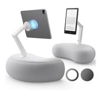 SAIJI Kindle Pillow Stand - Magnetic iPad Stand Compatible with Kindle, Tablet, iPad, iPhone, 360° Tablet Holder for Bed with Ergonomic Pillow and Dual-Jointed Arm, 2 Free Magnetic Sheets (Gray)