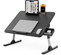 Laptop Desk, SAIJI 60 * 40cm Bed Table, Lapdesk, Height Angle adjustable, with Book Stand, Drawer, Tablet Slot, Breakfast Bed Tray for Sofa, Bed