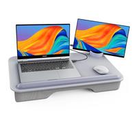 SAIJI Laptop Lap Desk for Bed - Fits Up to 17" MacBook, Lightweight Tray Table With Soft Leather Wrist Pad, Sturdy Phone/Tablet Holder, Stand With Cushion for Home Office/Gaming On Couch