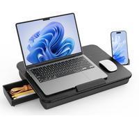 SAIJI Laptop Lap Desk, Portable Laptops Tray with Cushion, Drawer Storage, Phone Holder, Carry Handle, Phone Holder- Computer Laptop Stand for Bed Fits Up to 15.6 Inch Laptops
