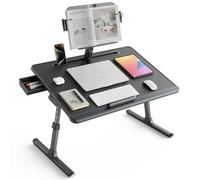 SAIJI Laptop Table [Premium XXL Extra Large] with Height-Adjustable Reading Desk, Versatile Premium Bed Table, Foldable Laptop Table for Bed with Drawer (Black)