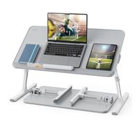Lap Desk, SAIJI Bed Table, Thick Stable Feet, Height and Angle Adjustable, Enough Mouse Space, up to 17'' Laptop, for Homeoffice, Breakfast, Study (Grey, 60 * 33cm)