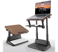SAIJI Standing Laptop Stand for Desk,Stable Laptop Riser with Foldable Mouse Pad,Standing Desk with 4 Adjustable Height Up to 20.47", MacBook Stand for Good Posture,Fit 13.3-17.3 Inch Laptops Walnut