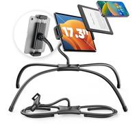 SAIJI tablet stand for bed, 2024 Upgraded Ergonomic design iPad Stand, Kindle stand iPad holder for Bed Fit for Phones, Tablets, Portable Monitor and More 4.7"-17.3" Devices (Black