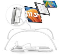 SAIJI tablet stand for bed, 2024 Upgraded Ergonomic design iPad Stand, Kindle stand iPad holder for Bed Fit for Phones, Tablets, Portable Monitor and More 4.7"-17.3" Devices (White)